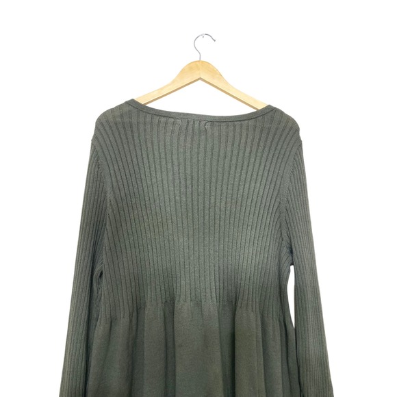 Jessica London Olive Green Ribbed Peplum Babydoll Sweater Plus Size 1X 22/24 - Picture 5 of 5
